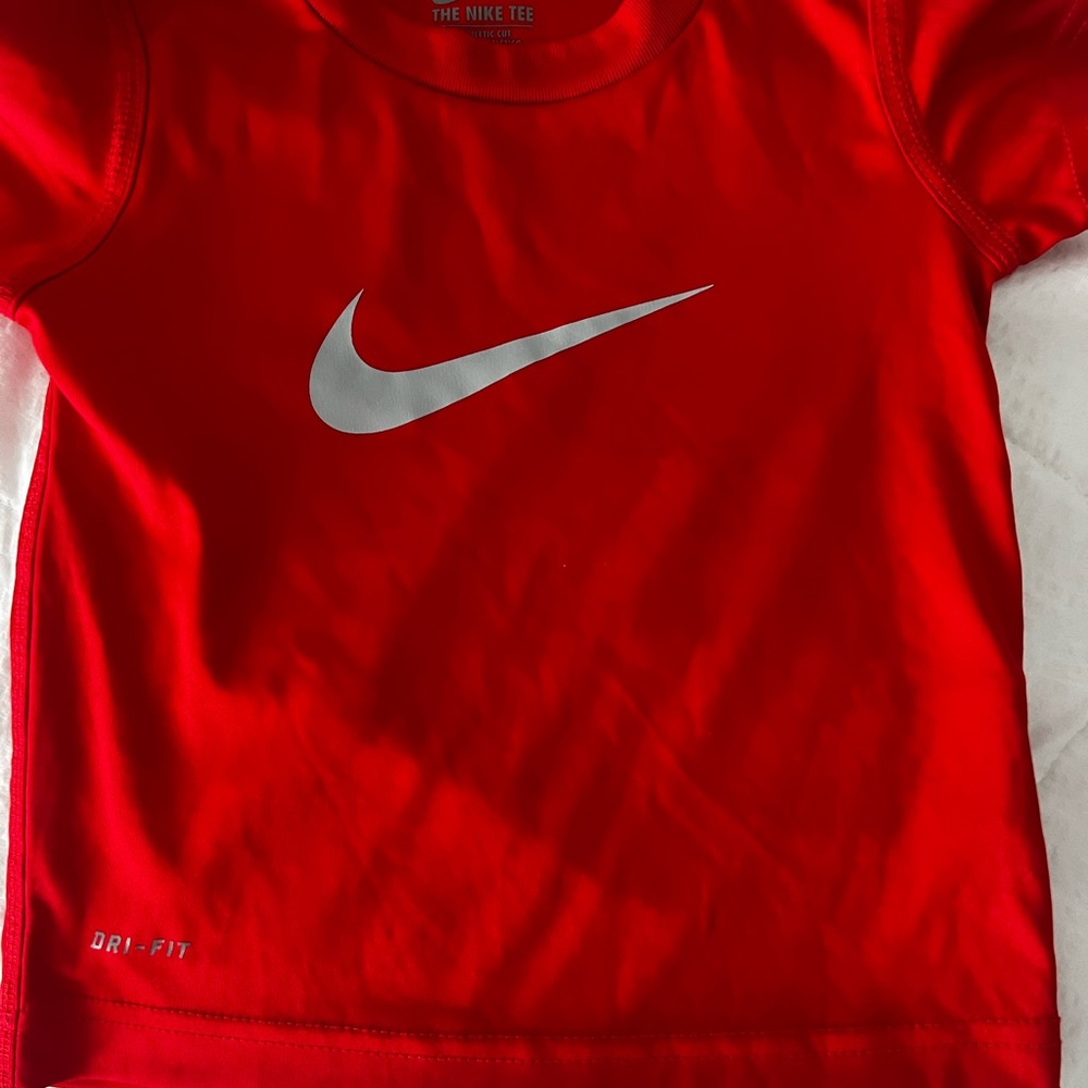 Nike Kids Red and Silver Dri-FIT Tee